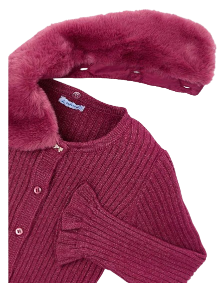 4311C- Girl Cardigan with Faux Fur Collar (Mayoral)