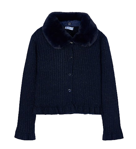 4311M- Girl Cardigan with Faux Fur Collar (Mayoral)
