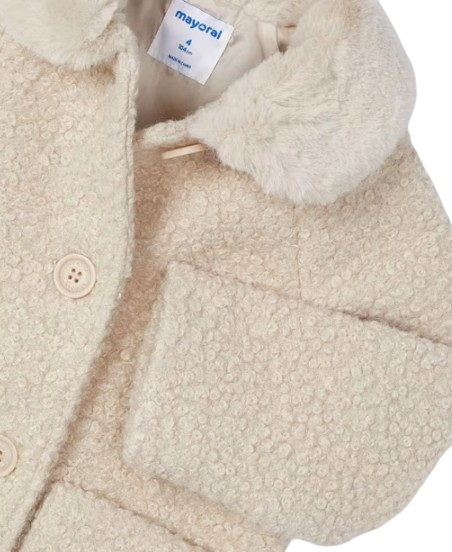 4487 - Girl Teddy Coat with Faux Fur Collar