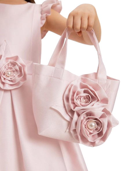 44919 - Powder Dress with Matching Floral Bag
