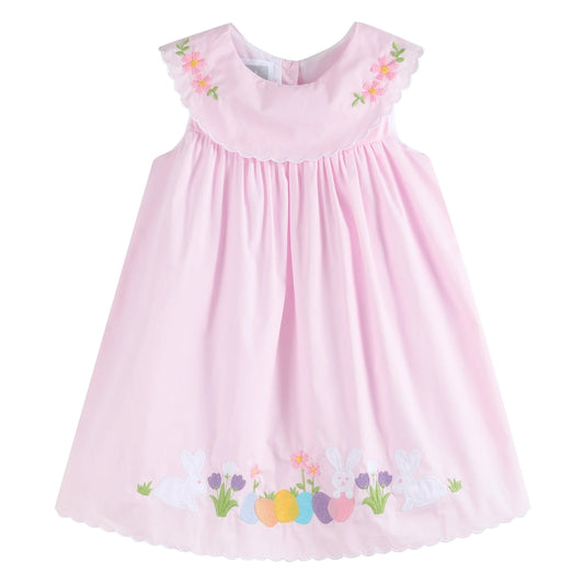 47318 - Pink Easter Applique Dress