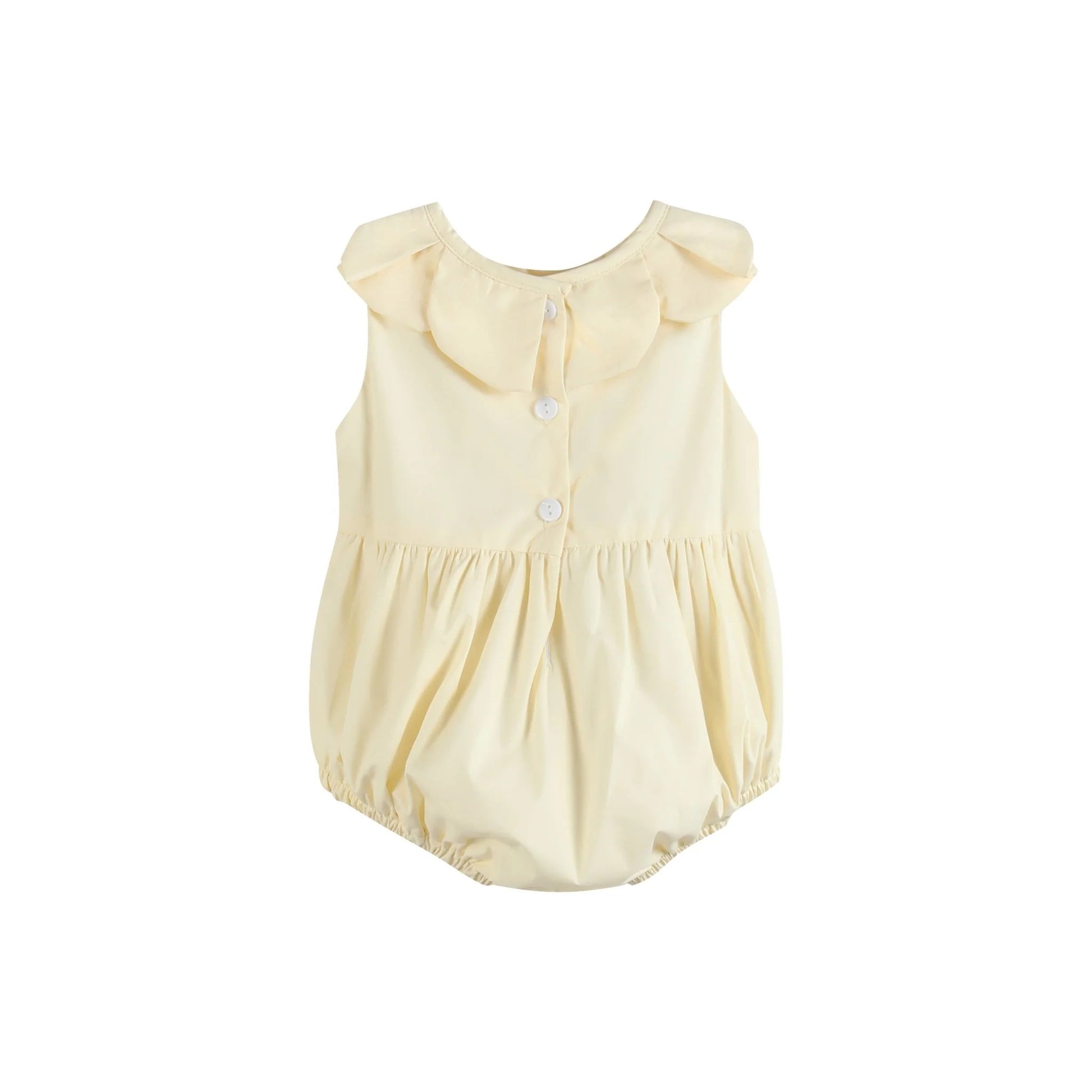 47933 B- Yellow Petal Collared Smocked Bubble Romper