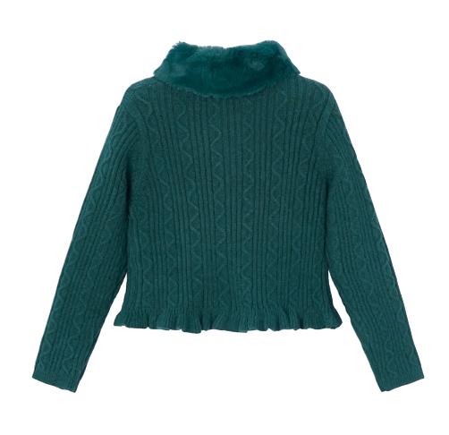 4905 - Girl Knit Cardigan With Faux Fur Collar & Faux Suede Skirt (Mayoral)3