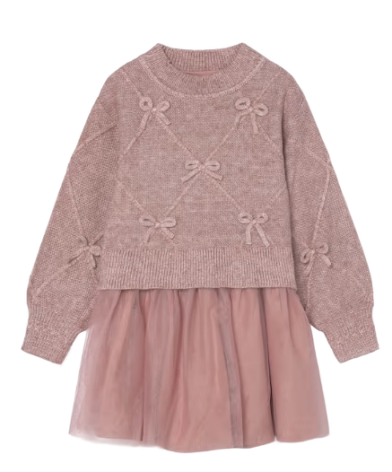 4927 - Girl Mixed Knit Dress With Bows (Mayoral)2