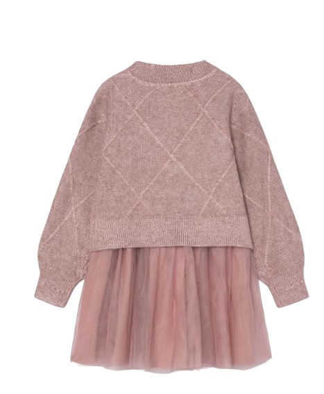 4927 - Girl Mixed Knit Dress With Bows (Mayoral)3