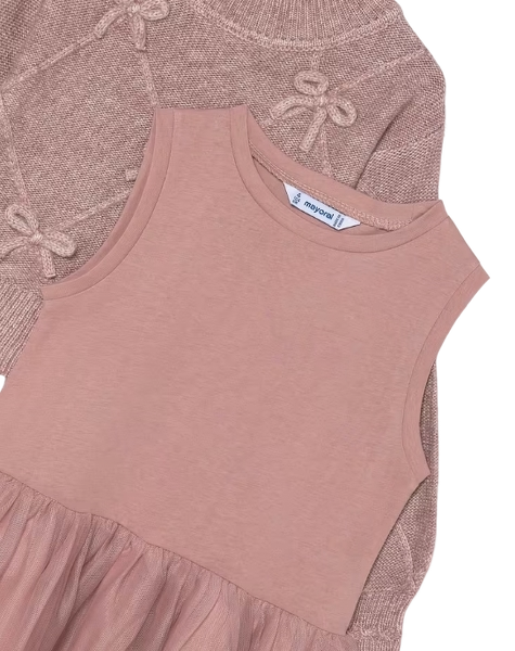 4927 - Girl Mixed Knit Dress With Bows (Mayoral)4