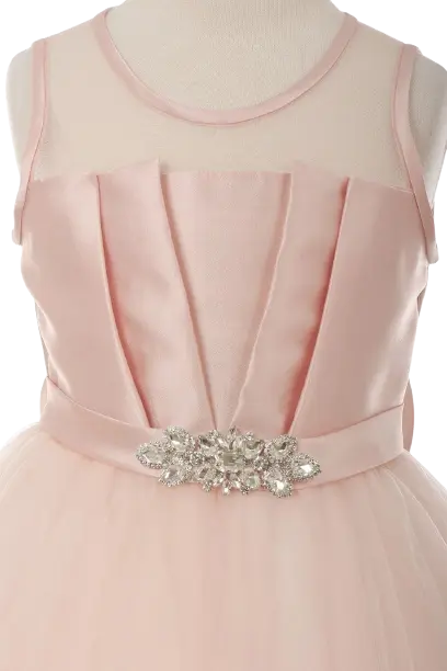 5076 - Girls Satin Bodice Tea Length Dress Cadiz Boutique, Inc.