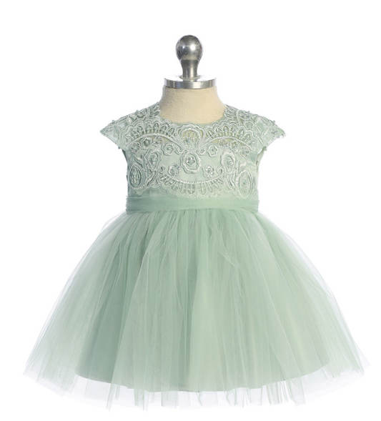 5856ST - Baby Girls Corded Lace Bodice with Mesh Skirt