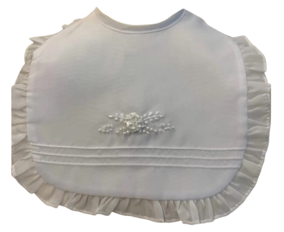 6324 - Delicate White Sheer Christening Bib