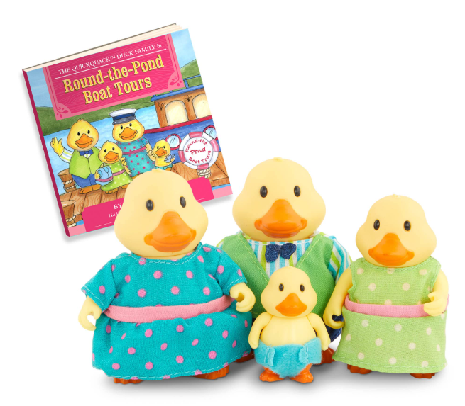 654D - Li'L Woodzeez - The Quickquack Ducks Family Set With Storybook