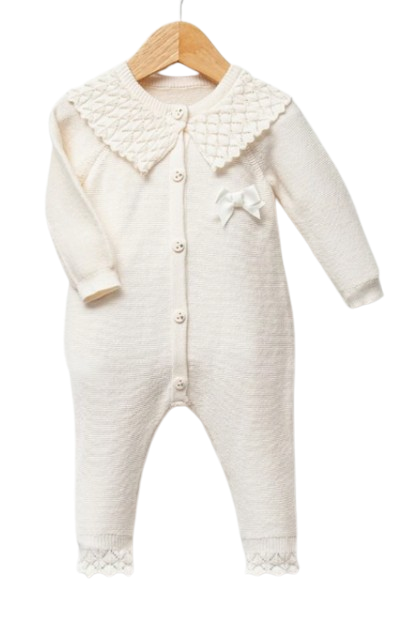 7007 - 5 Piece Knit Newborn Girl Coming Home Outfit: Organic Cotton Layette