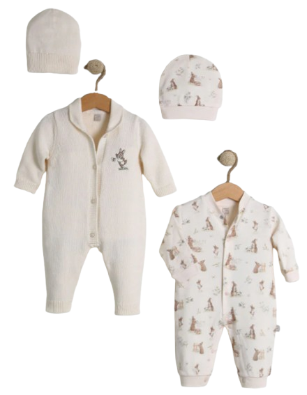 7066 - Gender Neutral 4-Piece Organic Cotton Set “Rabbit”