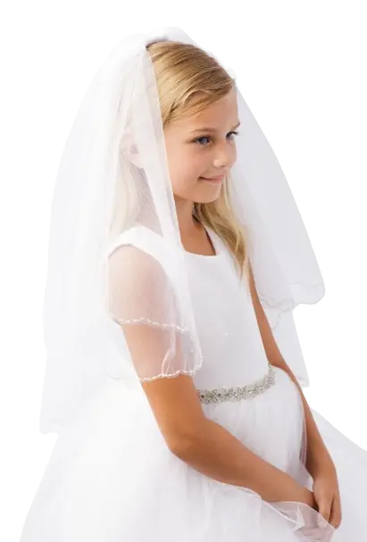 TTK715 - Girl's Veil with Scalloped Edge with Beading Cadiz Boutique, Inc.