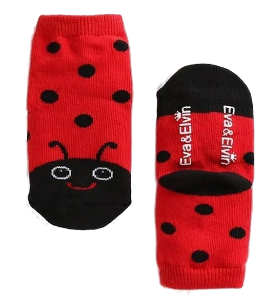 CBFD-0001 - Non-Slip Grip Ankle Socks For Kids Ladybug