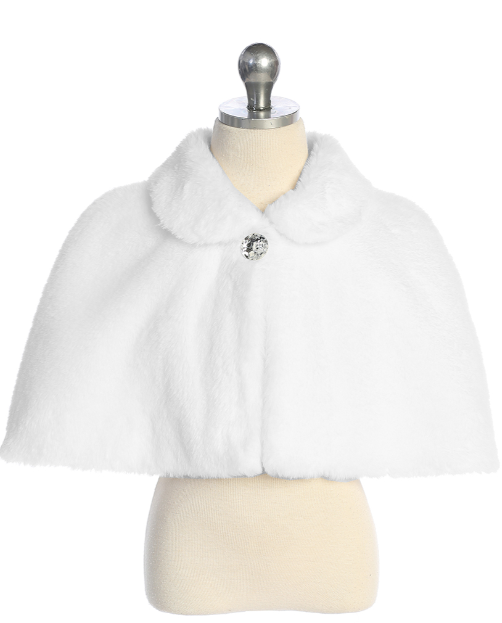 TT7900 - Girls Faux Fur Cape with Rhinestone Accent