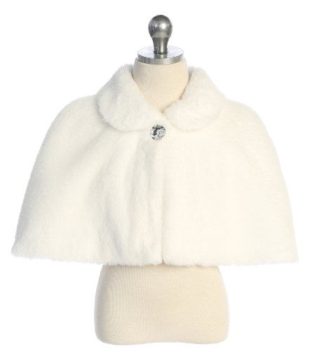 TT7900 - Girls Faux Fur Cape with Rhinestone Accent