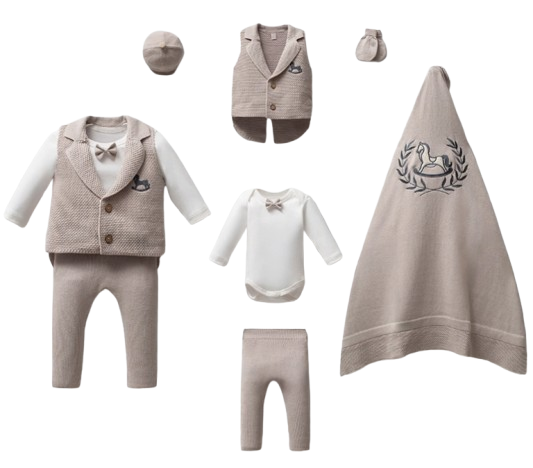8346 - Baby Boy Carousel 5-Piece Coming Home Set – 100% Cotton /03M