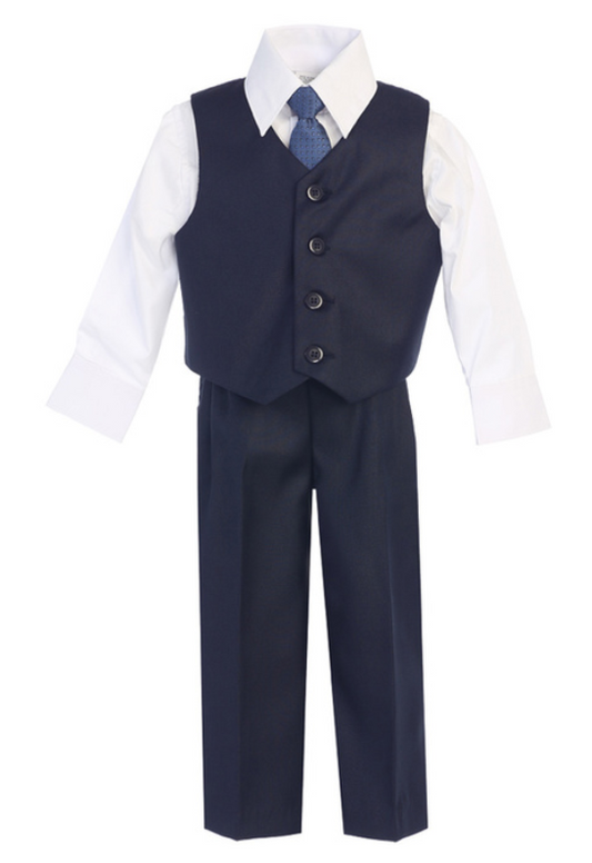 8570DT - Lito 4-Piece Vest And Pant Set - Black - Dark Bue Tie