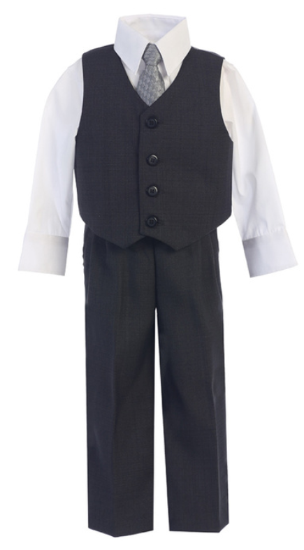 8570ABG - Lito 4-Piece Vest And Pant Set - Black - Gray Tie