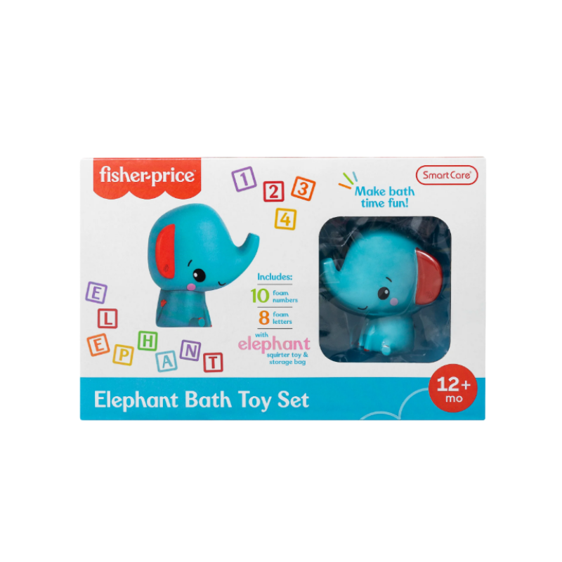 95338 - Fisher-Price Elephant Bath Toy Set with Foam Letters & Numbers for Toddlers