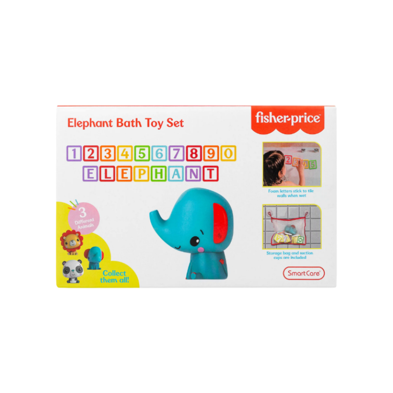 95338 - Fisher-Price Elephant Bath Toy Set with Foam Letters & Numbers for Toddlers