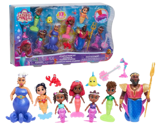 39942 -,Disney Junior Ariel Atlantica Figure Set: 7-Piece Mini Figures Toy Collection