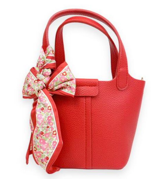 B1318 - Bolso tipo cartera rojo con bufanda