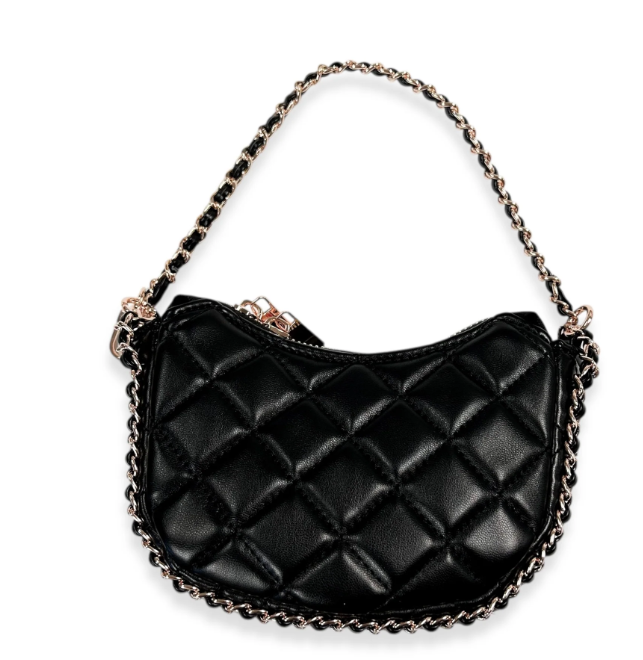 B1391 - Quilted Leather Crescent Purse