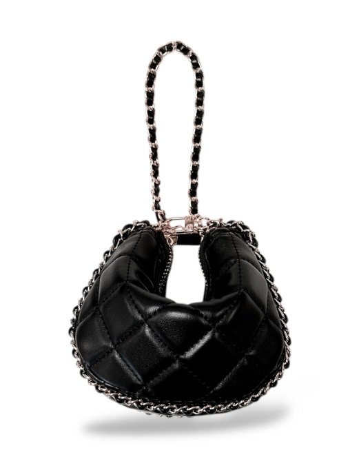 B1391 - Quilted Leather Crescent Purse