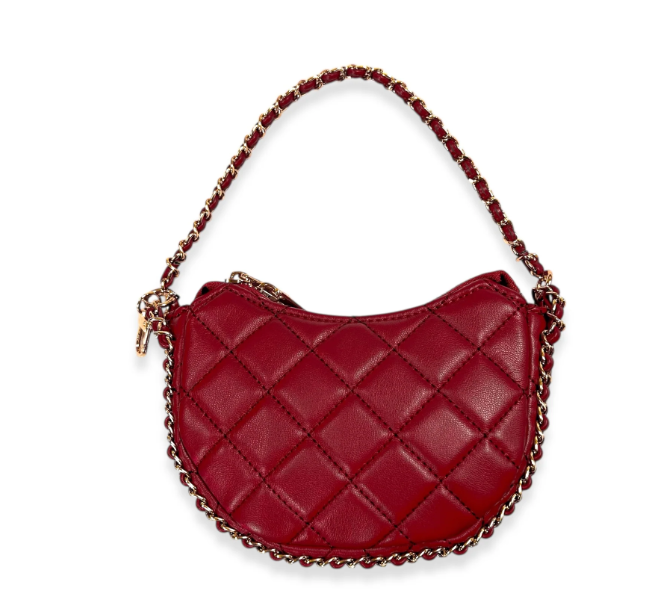 B1391 - Quilted Leather Crescent Purse