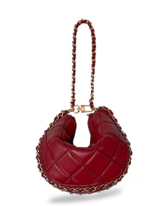 B1391 - Quilted Leather Crescent Purse