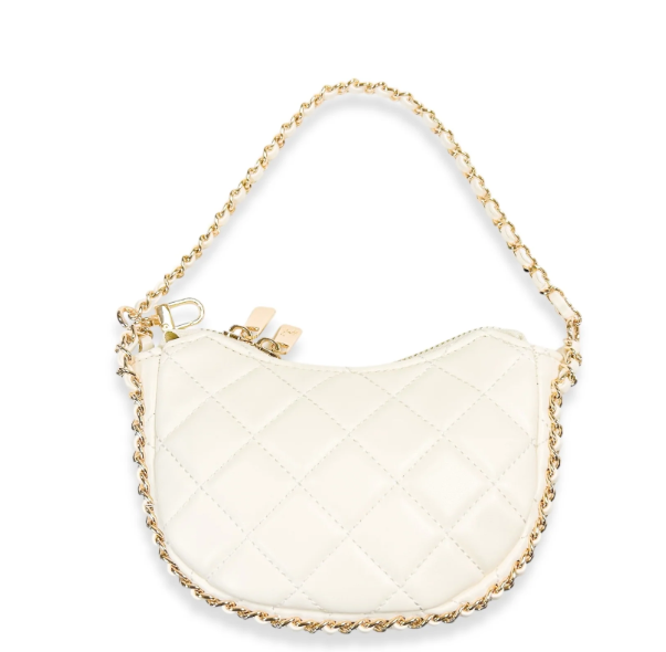 B1391 - Quilted Leather Crescent Purse
