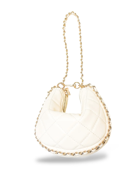 B1391 - Quilted Leather Crescent Purse