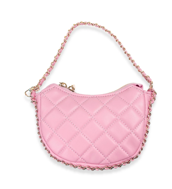 B1391 - Quilted Leather Crescent Purse