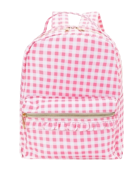 BA0086-M - Pink Plaid Ruffle Girls Backpack