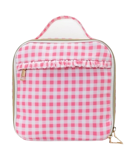 BA0088-M - Pink Plaid Ruffle Baby Girls Lunch Boxes Bag