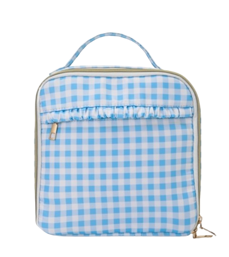 BA0089-M - Light Blue Plaid Ruffle Baby Girls Lunch Boxes Bag