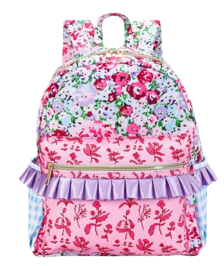 BA01759-M - Blue Flower Kids Ruffle Backpack