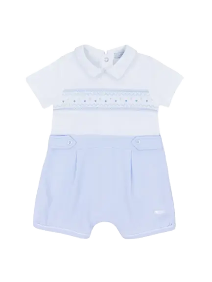 BB0670 - Collared Smocking Interlock Romper Cadiz Boutique, Inc.