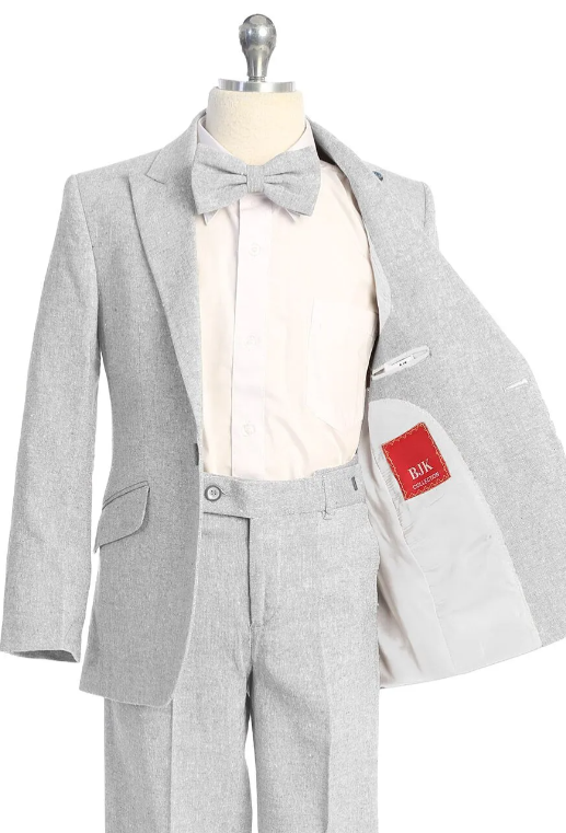 BK7008G - Light Blue Linen Suit for boys 3piece 