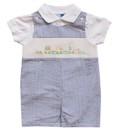 1122S3 - Two Piece Smocked Shortall Set