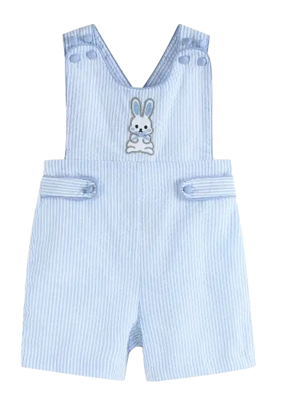 8079 - Lil Cactus Seersucker Easter Bunny Shortalls Cadiz Boutique, Inc.