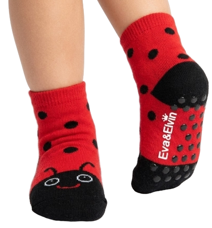 CBFD-0001 - Non-Slip Grip Ankle Socks For Kids Ladybug1