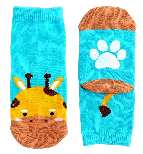CHFD-0004 - Non-Slip Grip Ankle Socks For Kids Giraffe Zoo