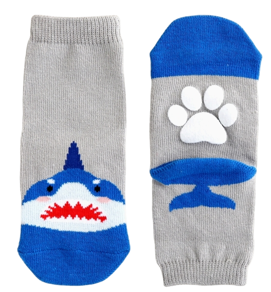 CHFD-0041 - Non-Slip Grip Ankle Socks For Kids Shark Zoo