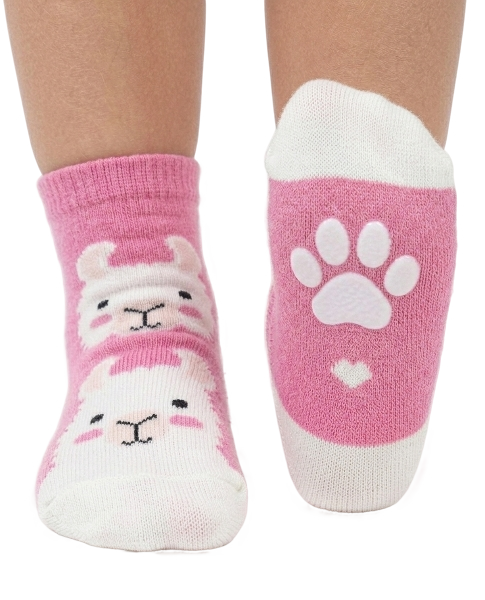 CHFD-0048 - Non-Slip Grip Ankle Socks For Kids Llama Zoo