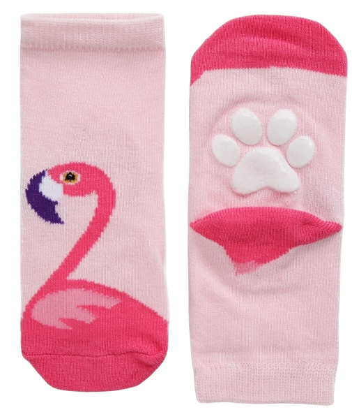 CHFD-0051 - Non-Slip Grip Ankle Socks For Kids Flamingo Zoo