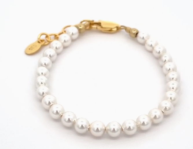 CMAUDREY - Kids 14K Gold-Plated Pearl Baby Bracelet Children's Jewelry