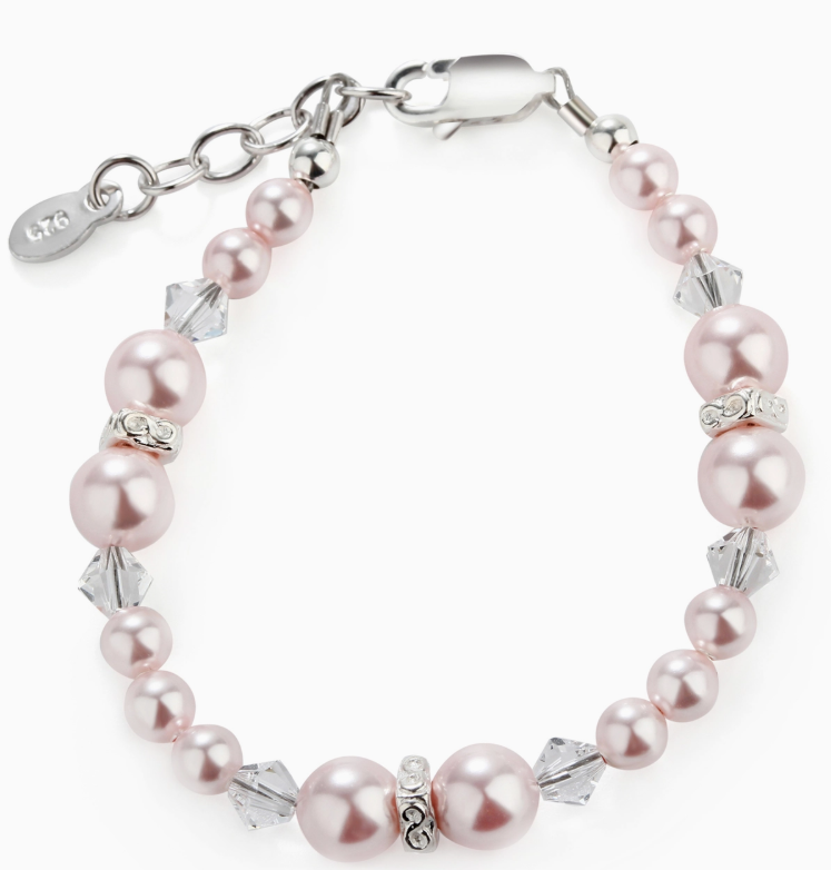 CMSADIE - Girls Sterling Silver Pink Pearl Baby & Children's Bracelet