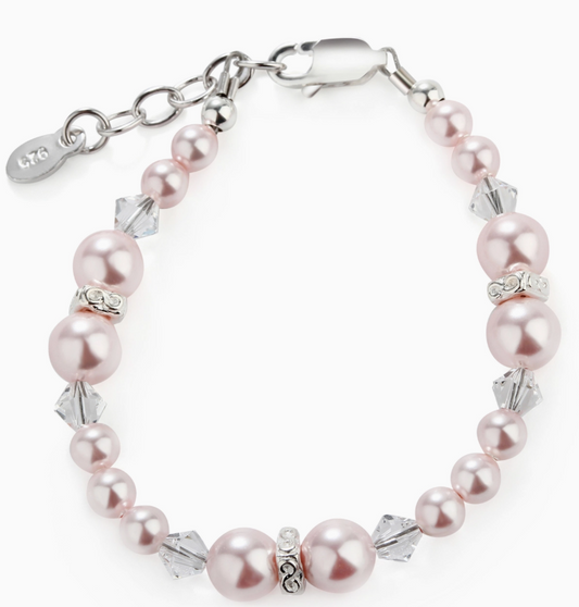 CMSADIE - Girls Sterling Silver Pink Pearl Baby & Children's Bracelet